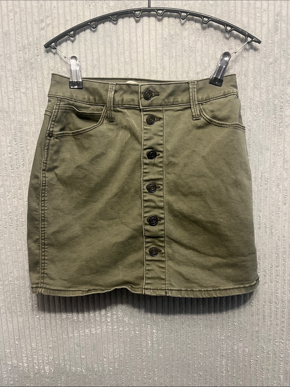 Mudd Olive Green Button-Front Mini Skirt 3
